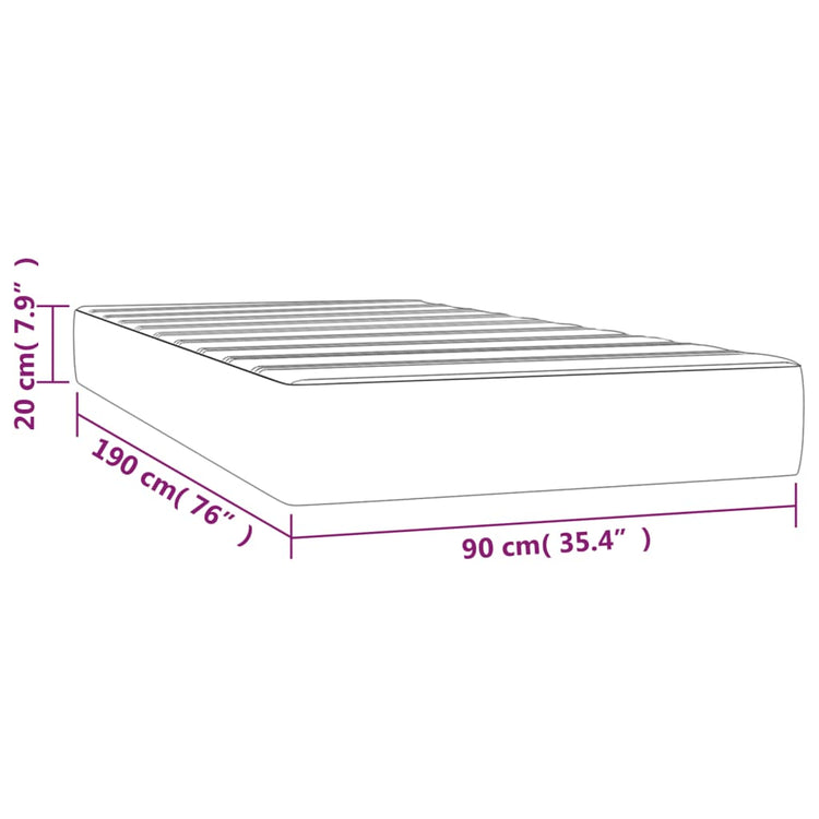 Materasso a Molle Insacchettate Marrone Scuro 90x190x20 cm