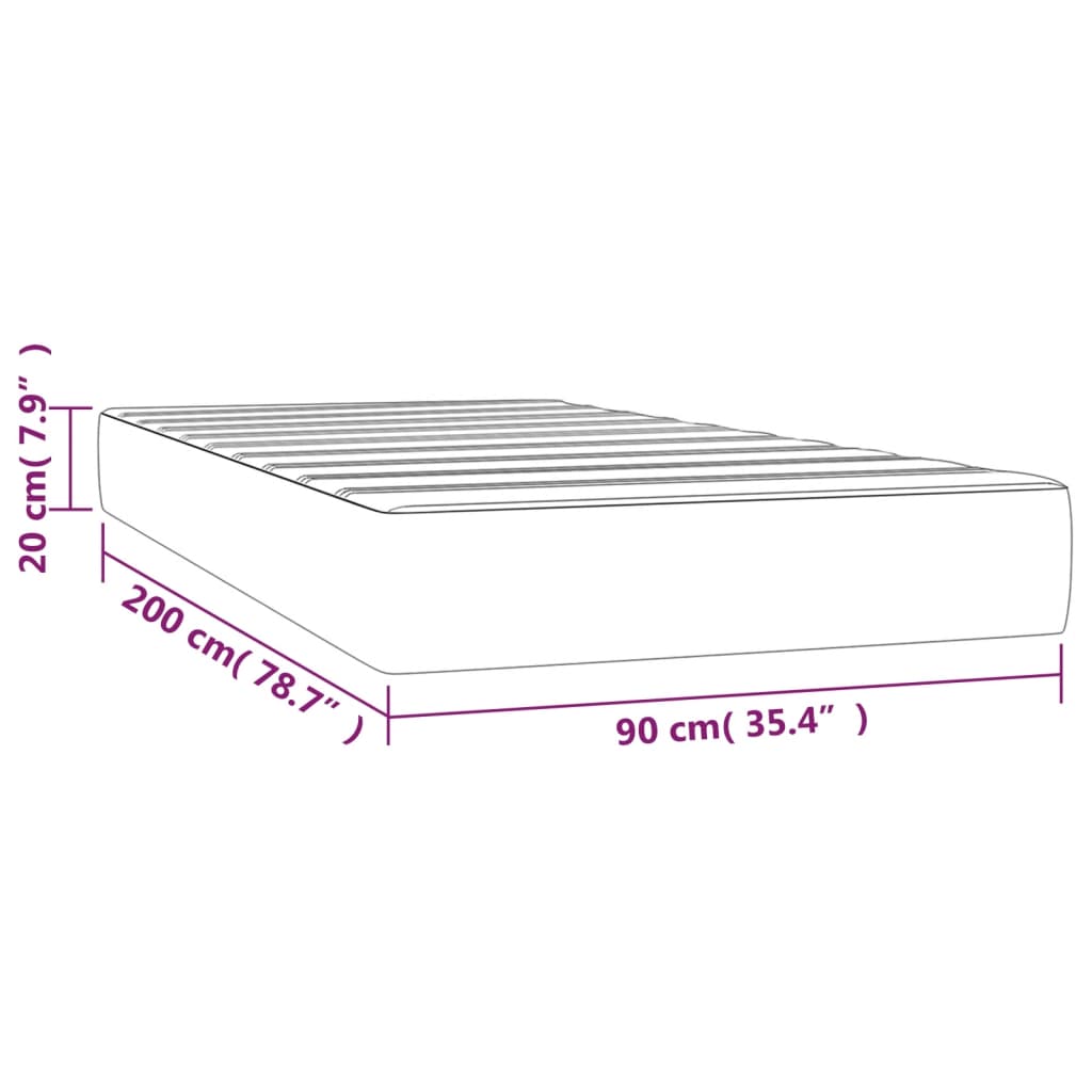 Materasso a Molle Insacchettate Grigio Chiaro 90x200x20 cm cod mxl 53121