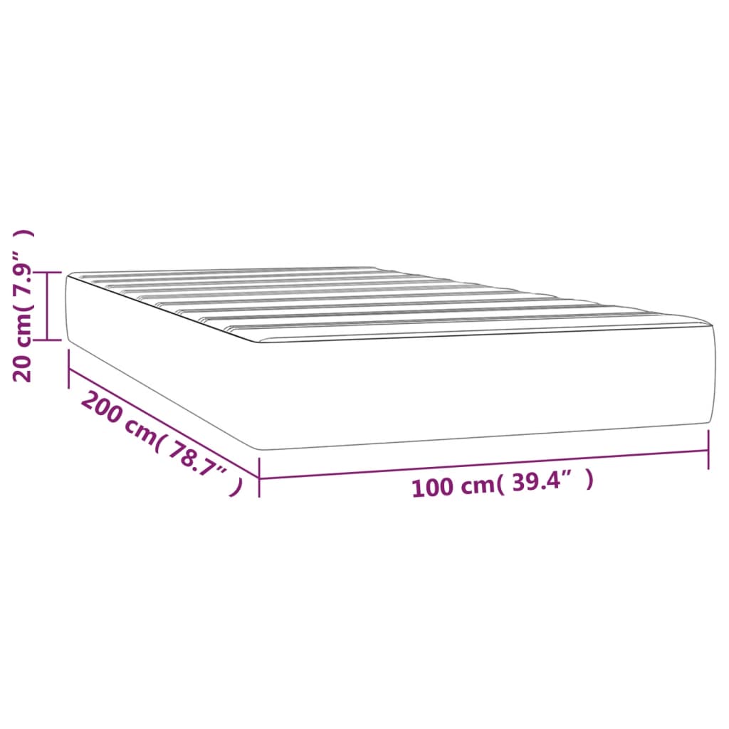 Materasso a Molle Insacchettate Grigio Scuro 100x200x20 cm 347735