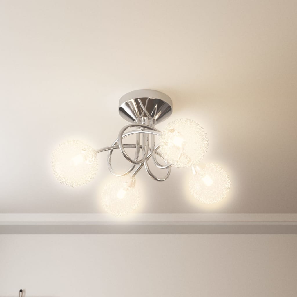 Lampada da Soffitto con Paralumi in Rete per 4 Luci LED G9 337906