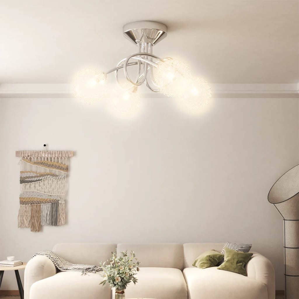 Lampada da Soffitto con Paralumi in Rete per 4 Luci LED G9 337906