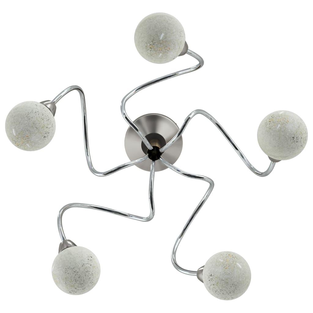 Lampada Soffitto con Paralumi Tondi in Vetro per 5 Luci LED G9 337907