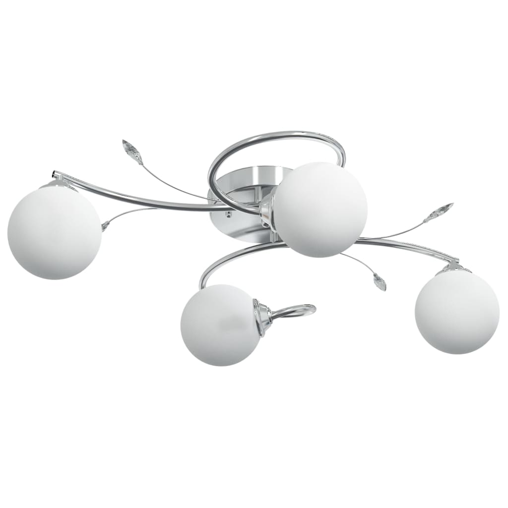 Lampada Soffitto con Paralumi Tondi in Vetro per 4 Luci LED G9 cod mxl 64482