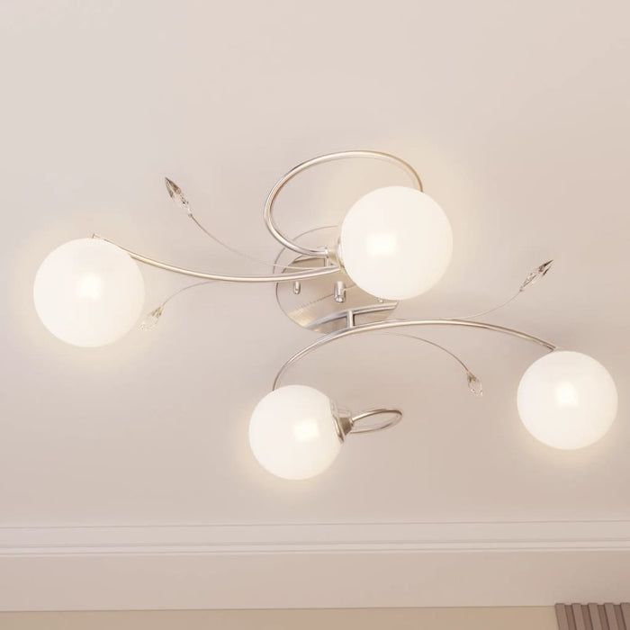 Lampada Soffitto con Paralumi Tondi in Vetro per 4 Luci LED G9 cod mxl 64482