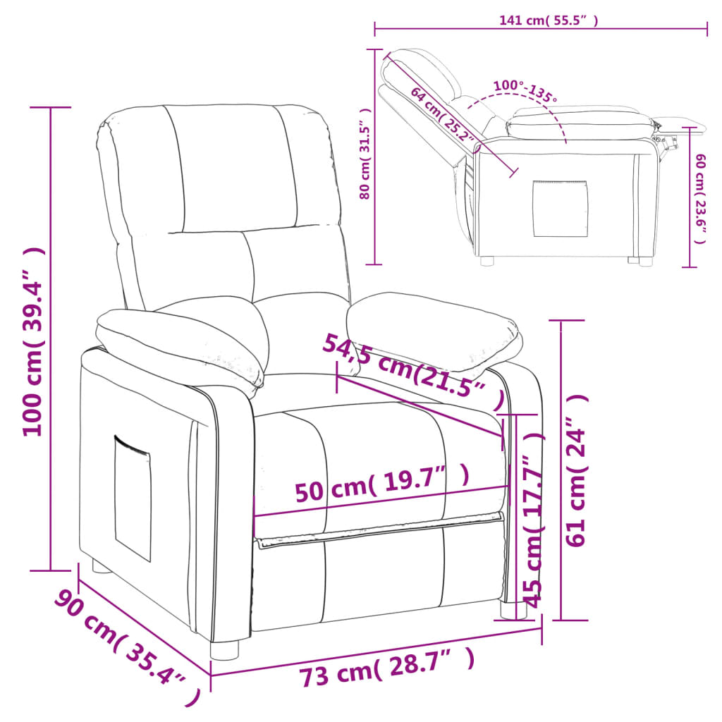 Poltrona Reclinabile Marrone Scuro in Tessuto 348280