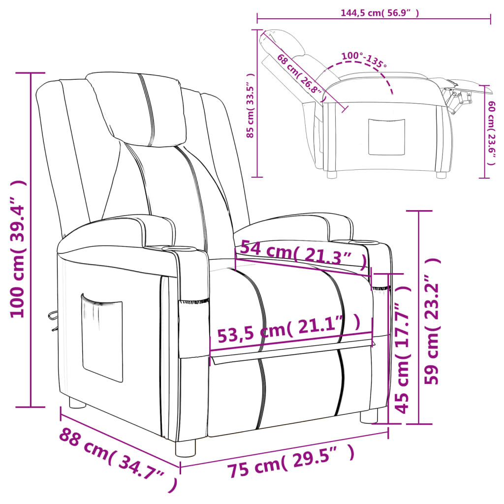 Poltrona Reclinabile Nera in Similpelle 348413