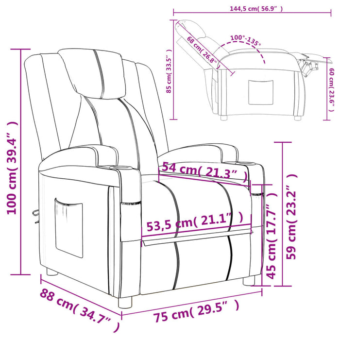 Poltrona Reclinabile Antracite in Similpelle 348416