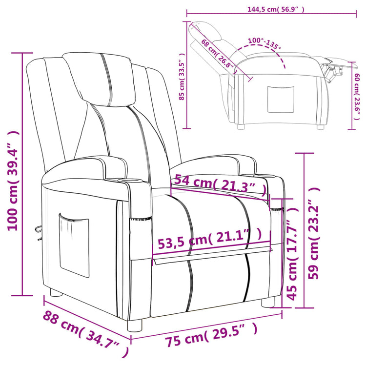 Poltrona Reclinabile Cappuccino in Similpelle 348419