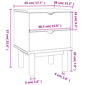 Comodino Marrone e Bianco 46x39,5x57 cm Legno Massello di Pino cod mxl 30589