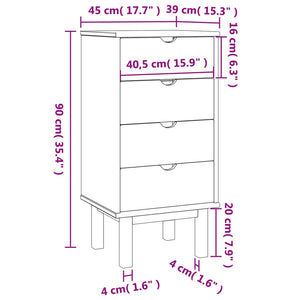 Cassettiera 46x39,5x90 cm in Legno Massello di Pino cod mxl 78235