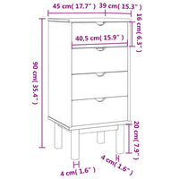 Cassettiera Marrone e Grigia 46x39,5x90 cm Legno Massello Pino cod mxl 65627