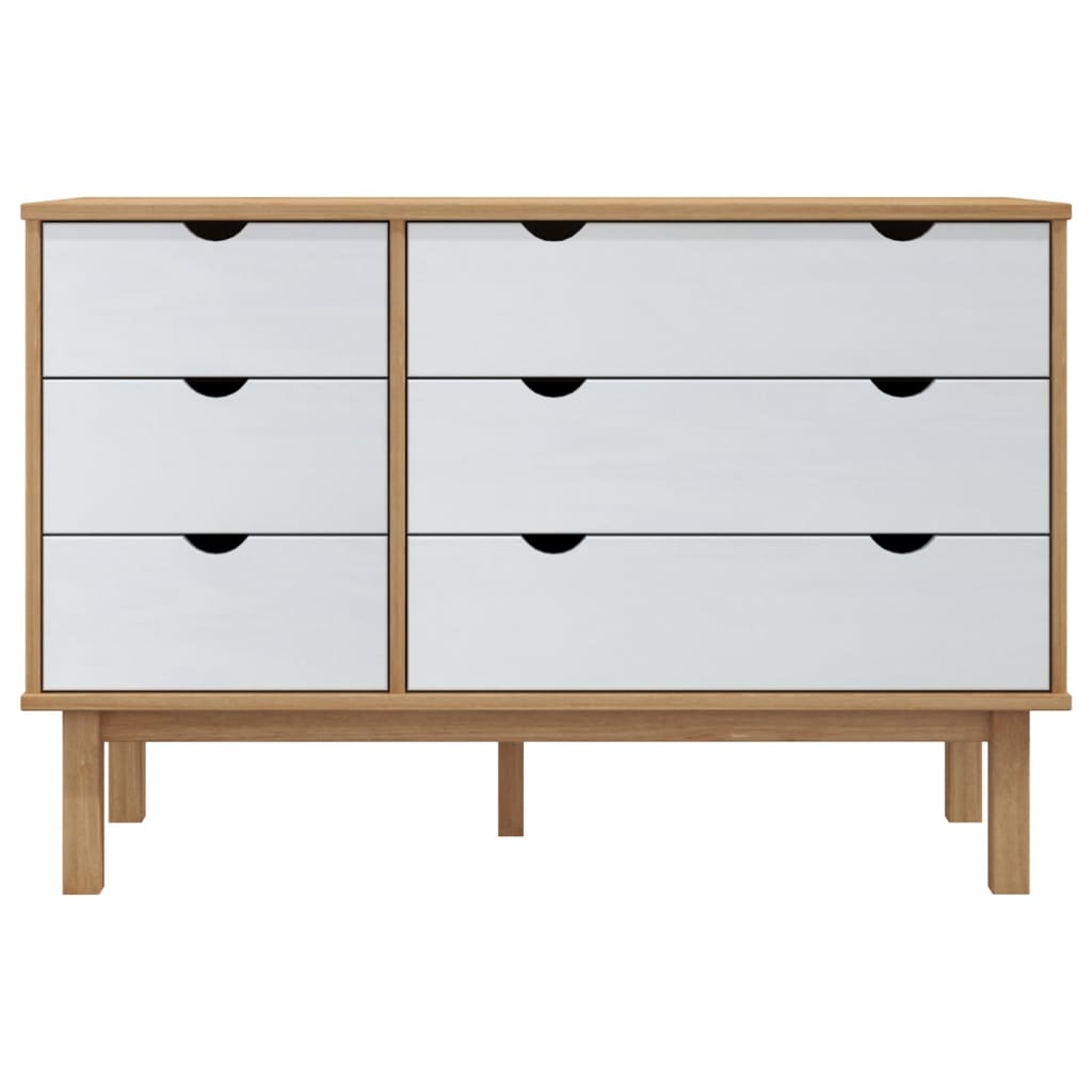 Cassettiera OTTA Marrone e Bianco 111x43x73,5 cm Legno di Pino 348587