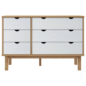 Cassettiera OTTA Marrone e Bianco 111x43x73,5 cm Legno di Pino 348587