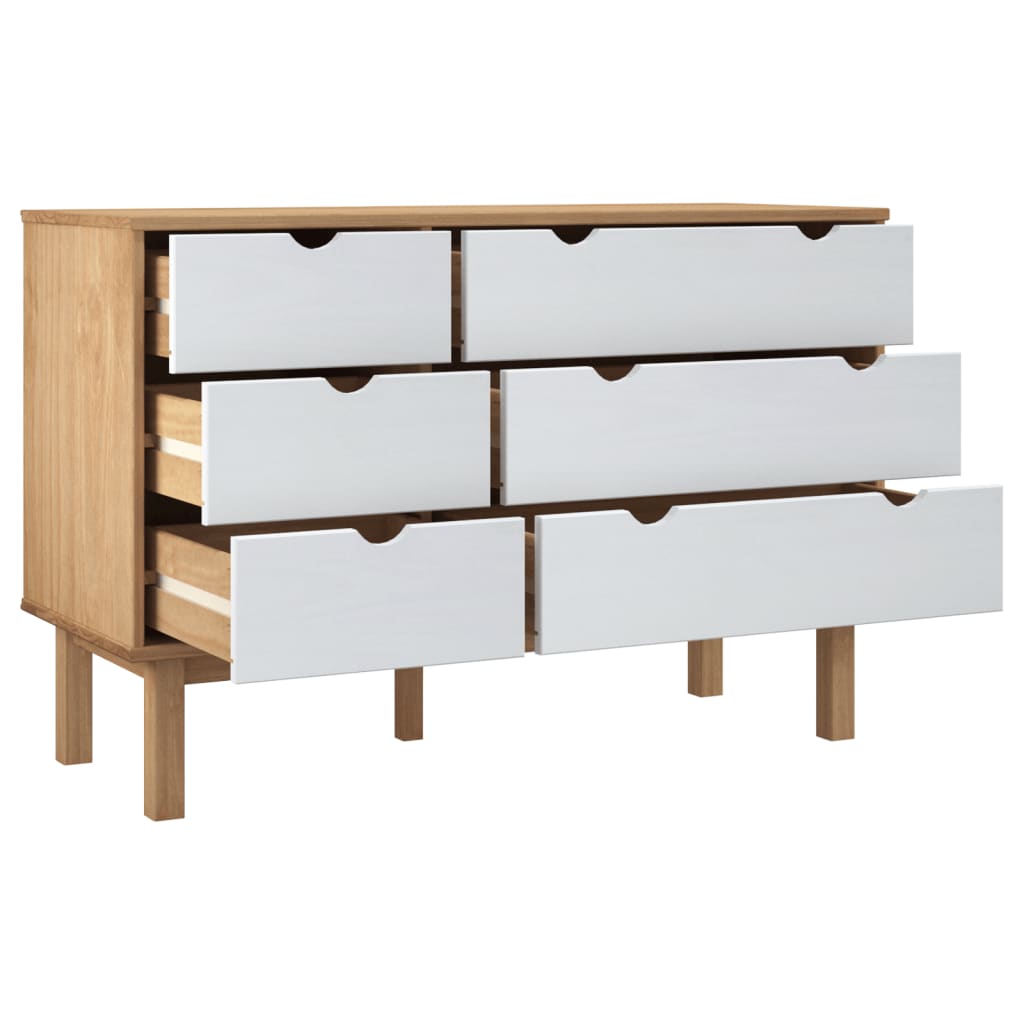 Cassettiera OTTA Marrone e Bianco 111x43x73,5 cm Legno di Pino 348587