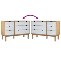 Cassettiera OTTA Marrone e Bianco 111x43x73,5 cm Legno di Pino 348587