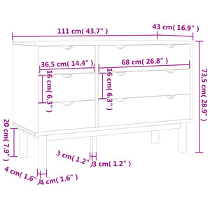 Cassettiera OTTA Marrone e Bianco 111x43x73,5 cm Legno di Pino 348587