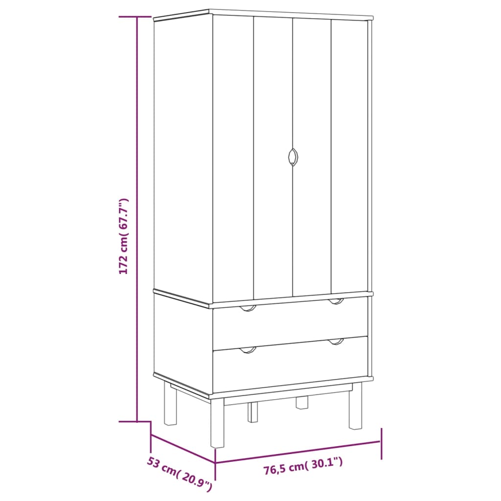 Armadio OTTA 76,5x53x172 cm in Legno Massello di Pino 348588