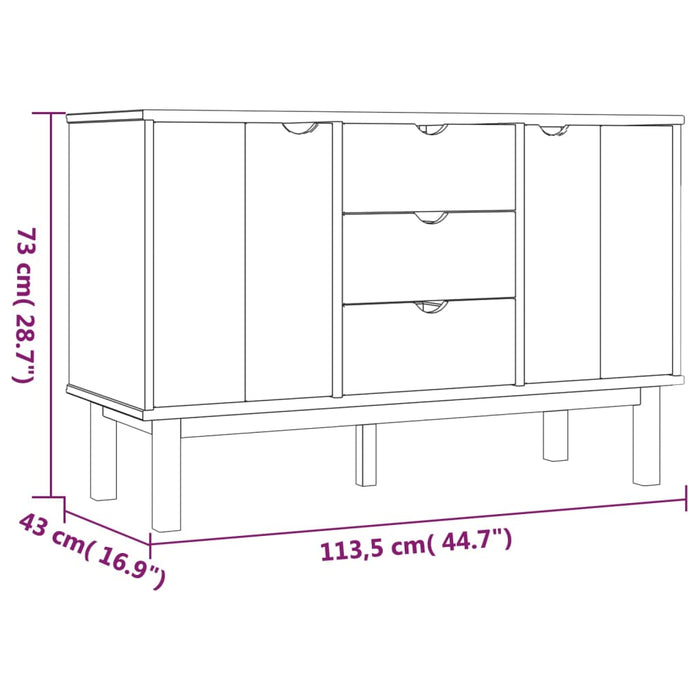 Credenza 113,5x43x73 cm in Legno Massello di Pino