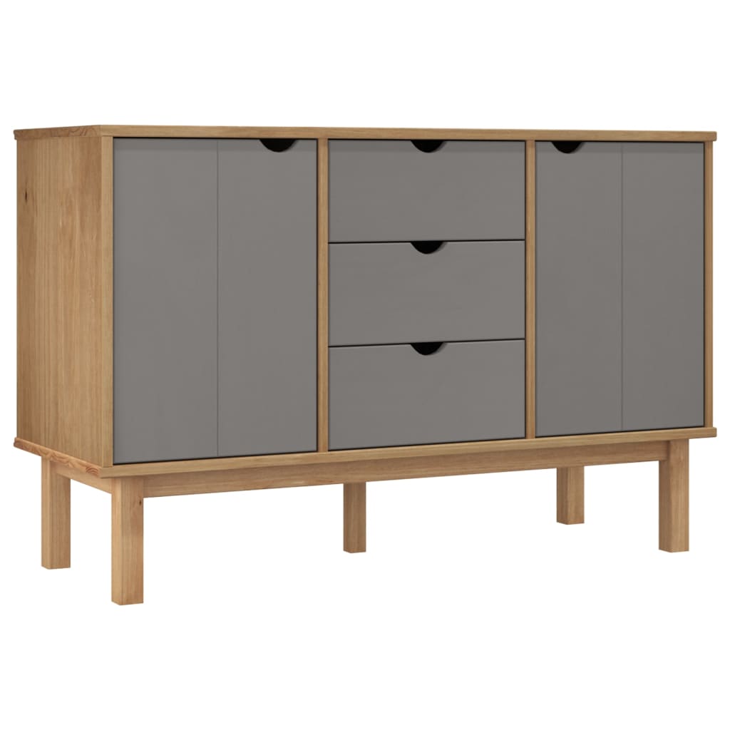 Credenza OTTA Marrone e Grigio 113,5x43x73 cm in Legno di Pino 348592