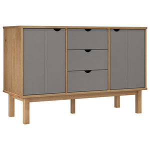 Credenza OTTA Marrone e Grigio 113,5x43x73 cm in Legno di Pino 348592