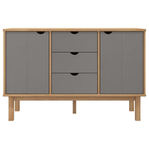 Credenza OTTA Marrone e Grigio 113,5x43x73 cm in Legno di Pino 348592