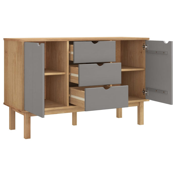 Credenza OTTA Marrone e Grigio 113,5x43x73 cm in Legno di Pino 348592