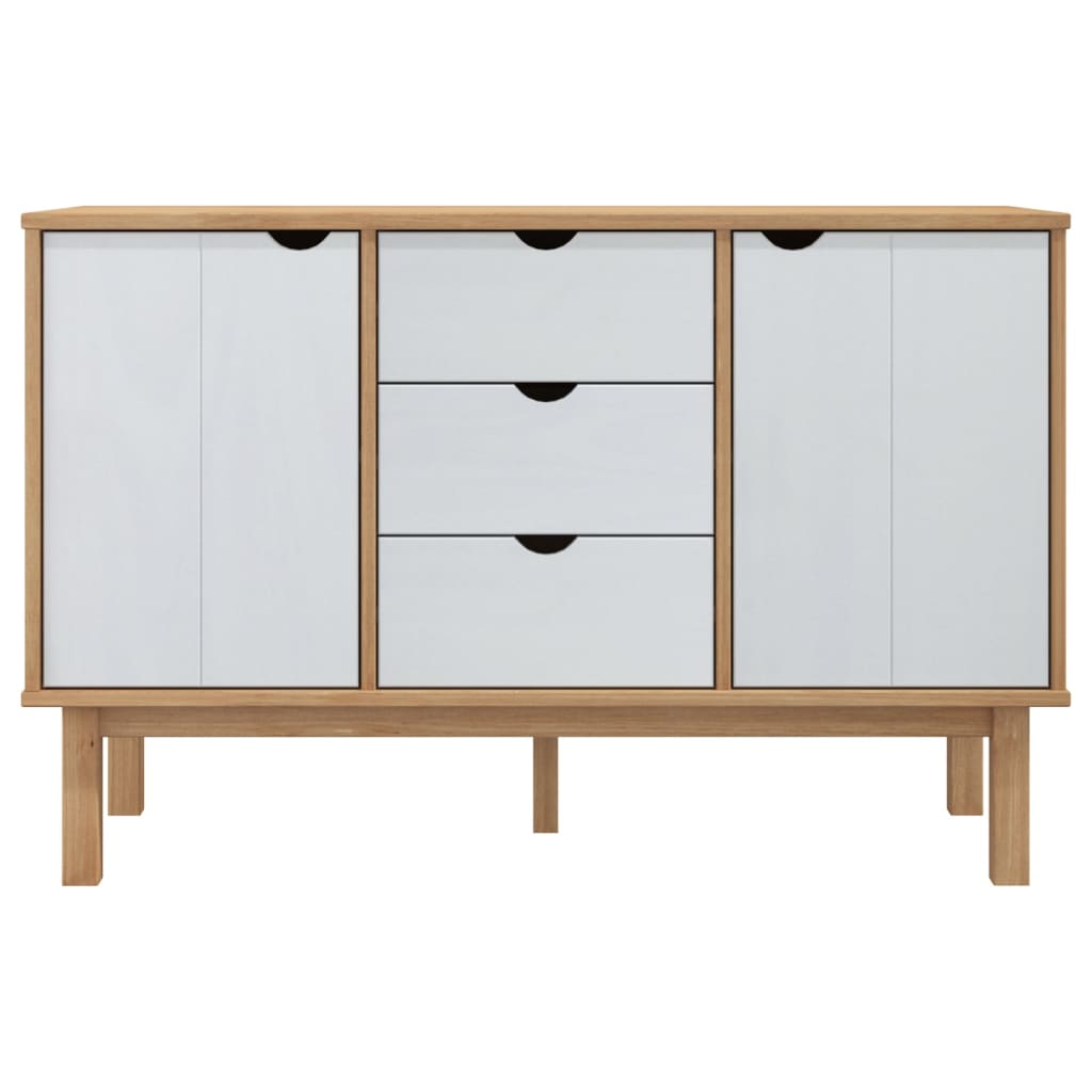 Credenza Marrone e Bianca 113,5x43x73 cm Legno Massello di Pino cod mxl 20572