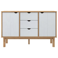 Credenza Marrone e Bianca 113,5x43x73 cm Legno Massello di Pino cod mxl 20572