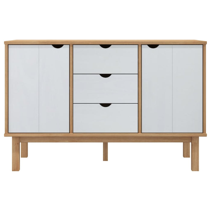 Credenza Marrone e Bianca 113,5x43x73 cm Legno Massello di Pino cod mxl 20572