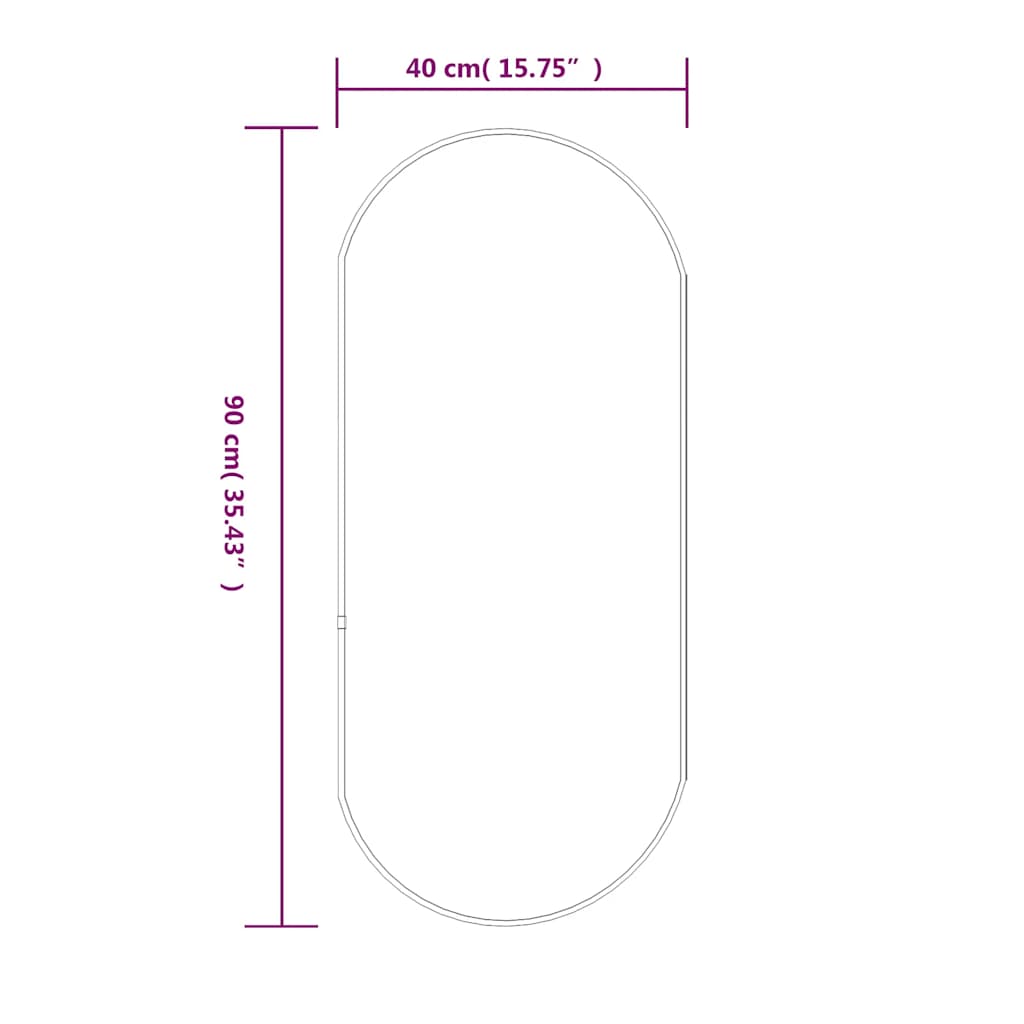 Specchio da Parete Argento 90x40 cm Ovale 348193