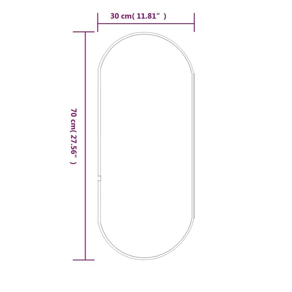 Specchio da Parete Dorato 70x30 cm Ovale 348198