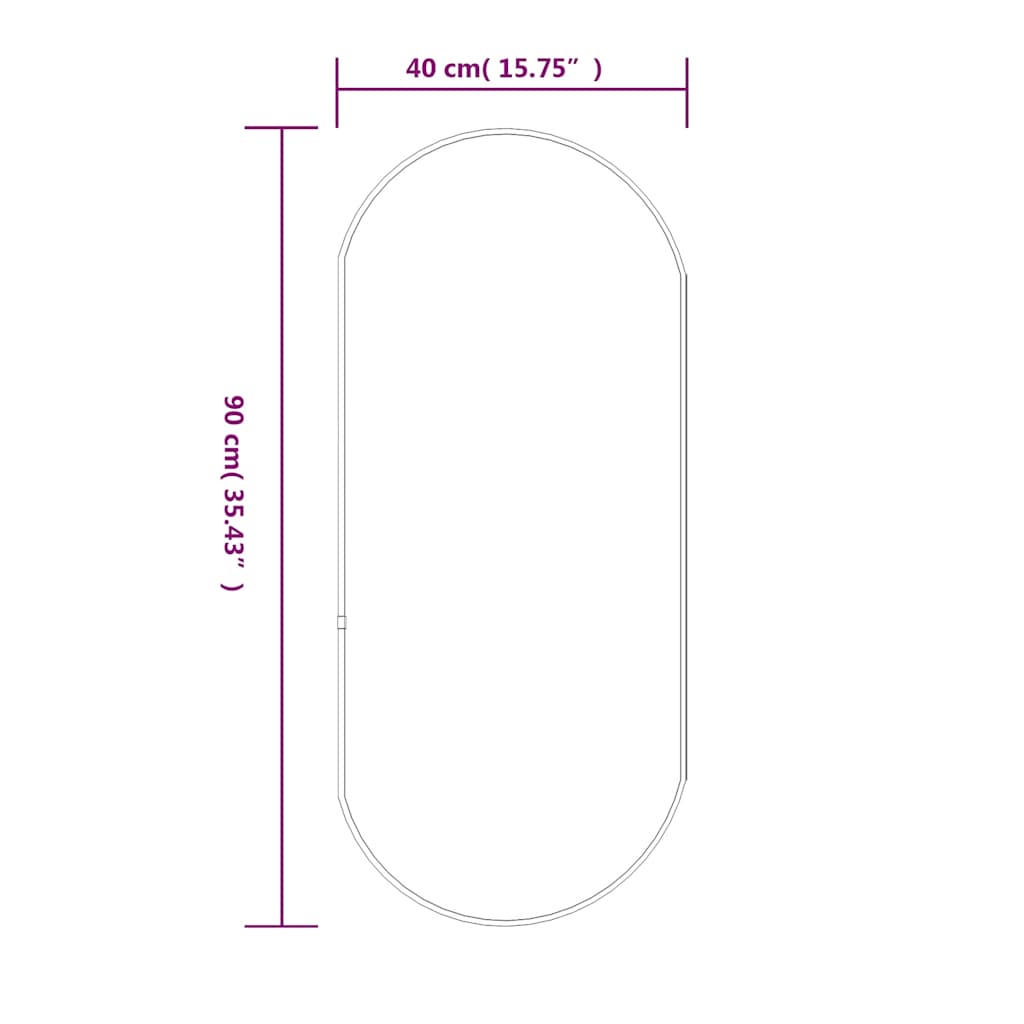 Specchio da Parete Dorato 90x40 cm Ovale 348200