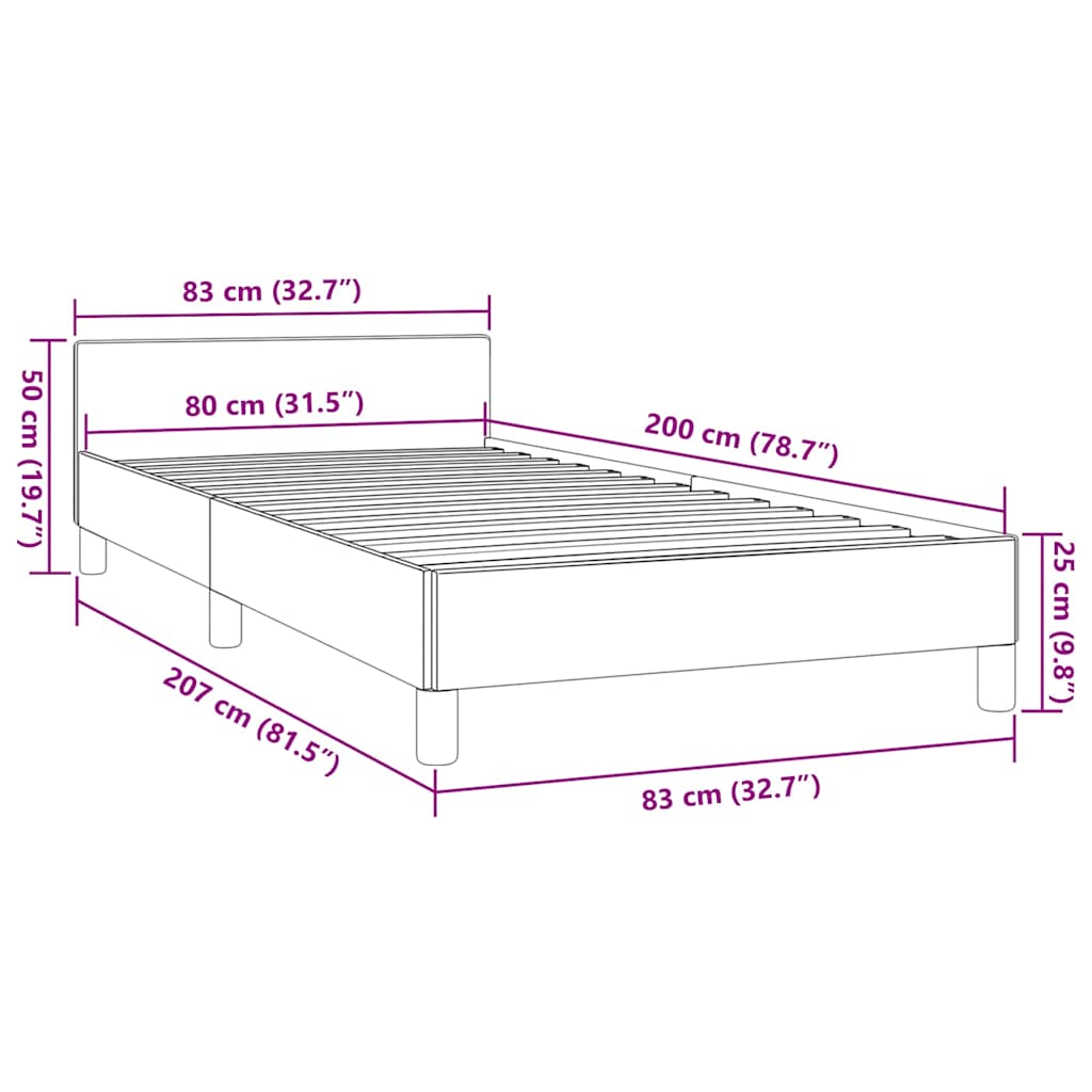 Giroletto senza Materasso Marrone Scuro 80x200 cm Tessuto 347370