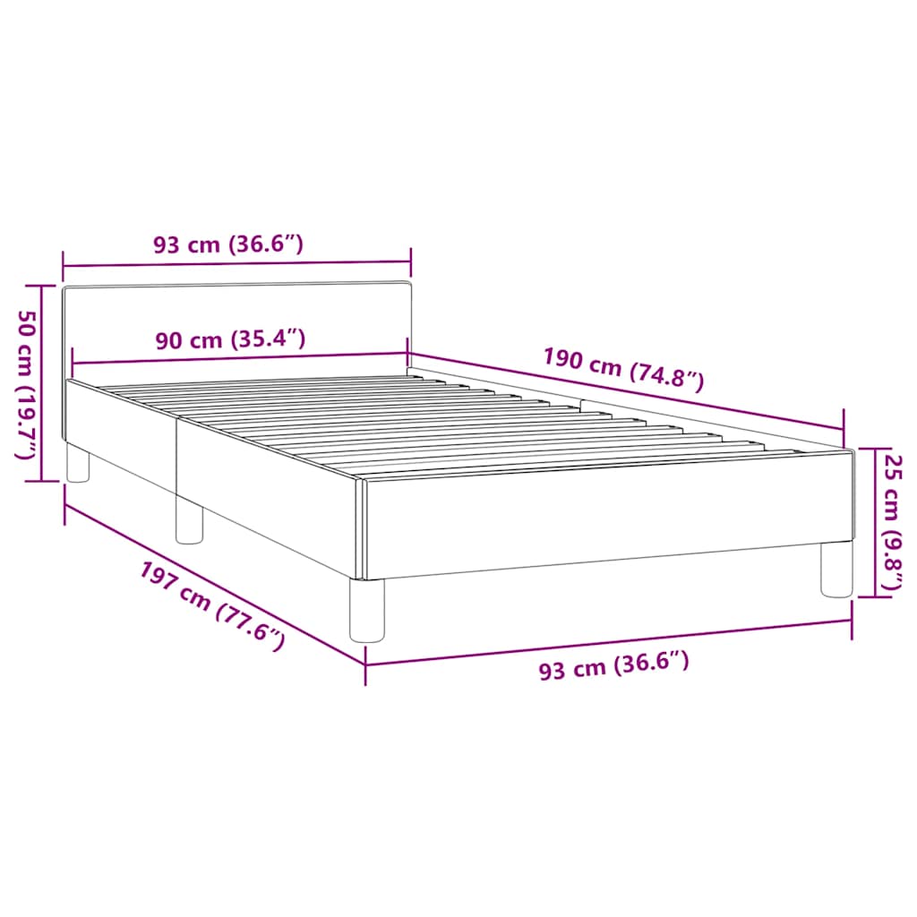 Giroletto con Testiera senza Materasso Tortora 80x200cm Tessuto 347379