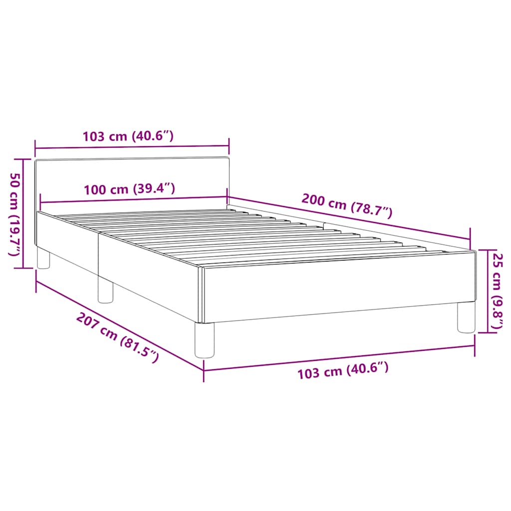 Giroletto senza Materasso Nero 100x200 cm in Tessuto 347393