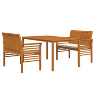 Set da Pranzo per Esterni 3pz con Cuscini Legno Massello Acacia 3120457