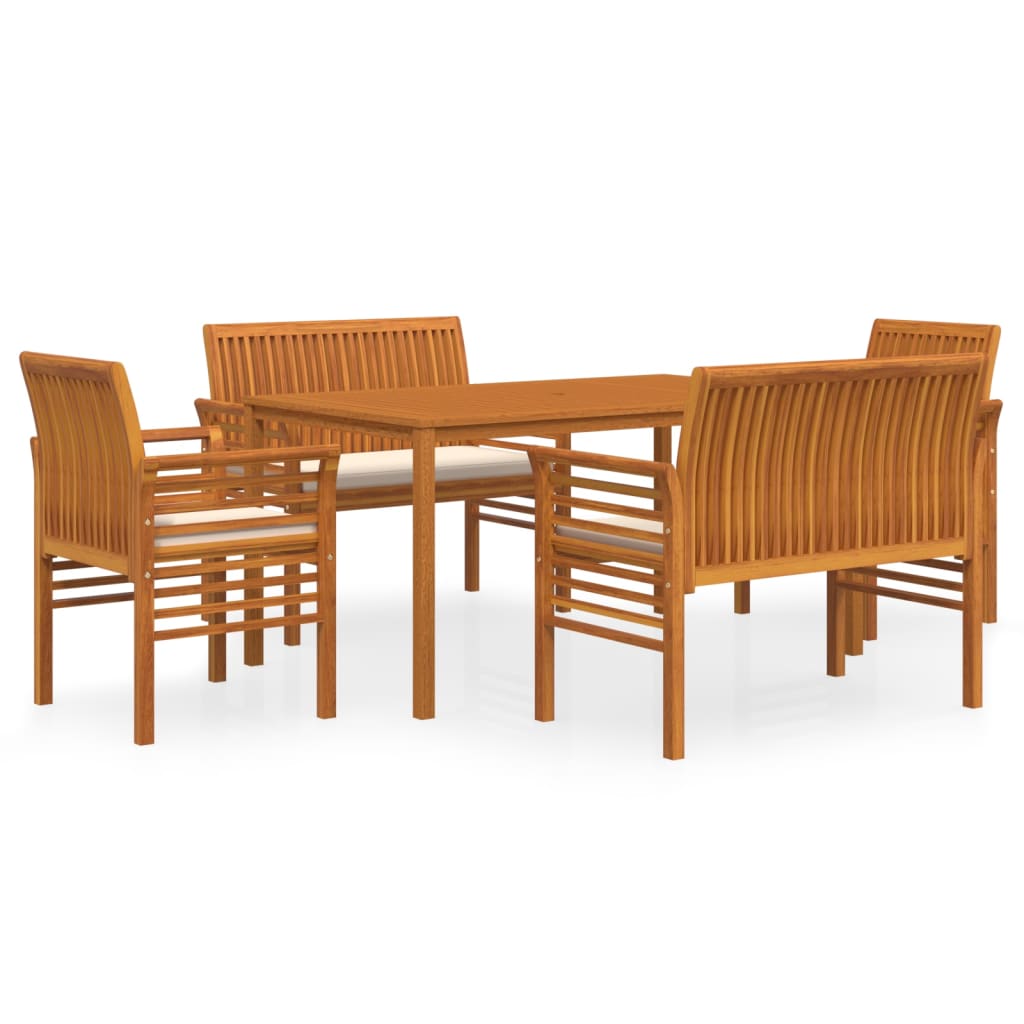 Set da Pranzo per Esterni 5pz con Cuscini Legno Massello Acacia cod mxl 43195