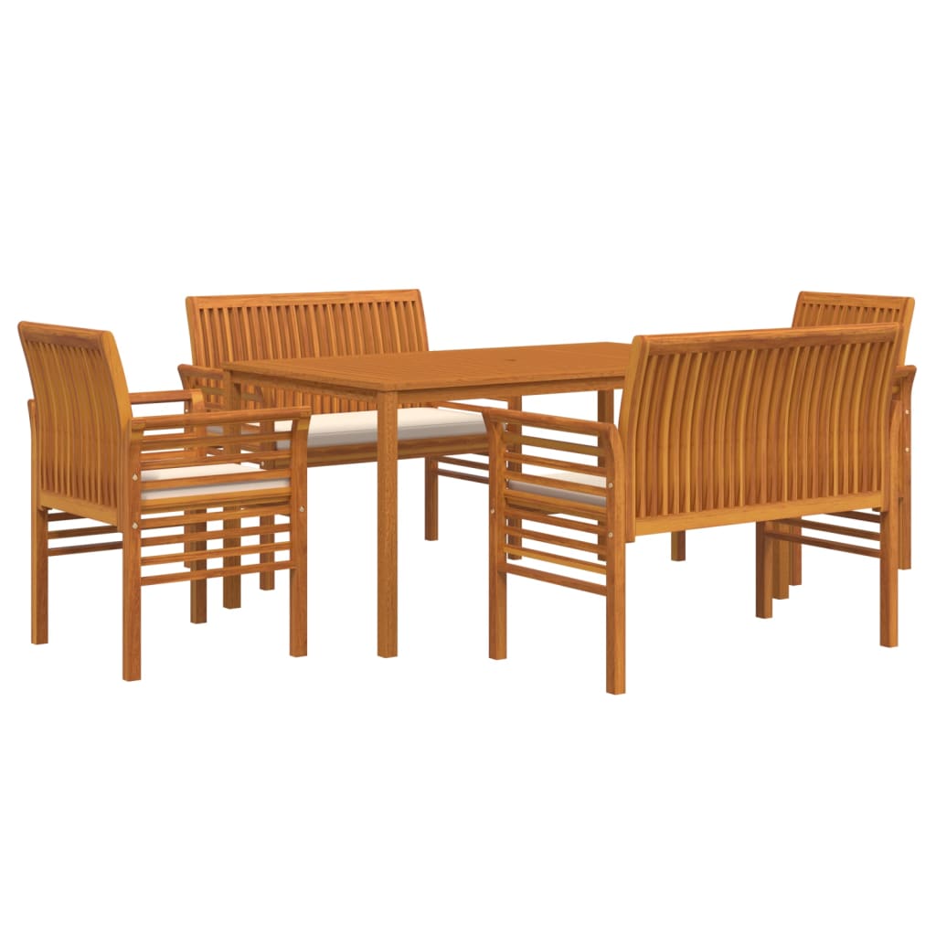 Set da Pranzo per Esterni 5pz con Cuscini Legno Massello Acacia cod mxl 43195