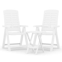 Set da Pranzo da Giardino 3 pz Bianco in Polipropilene