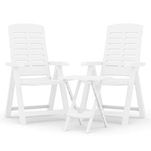 Set da Pranzo da Giardino 3 pz Bianco in Polipropilene