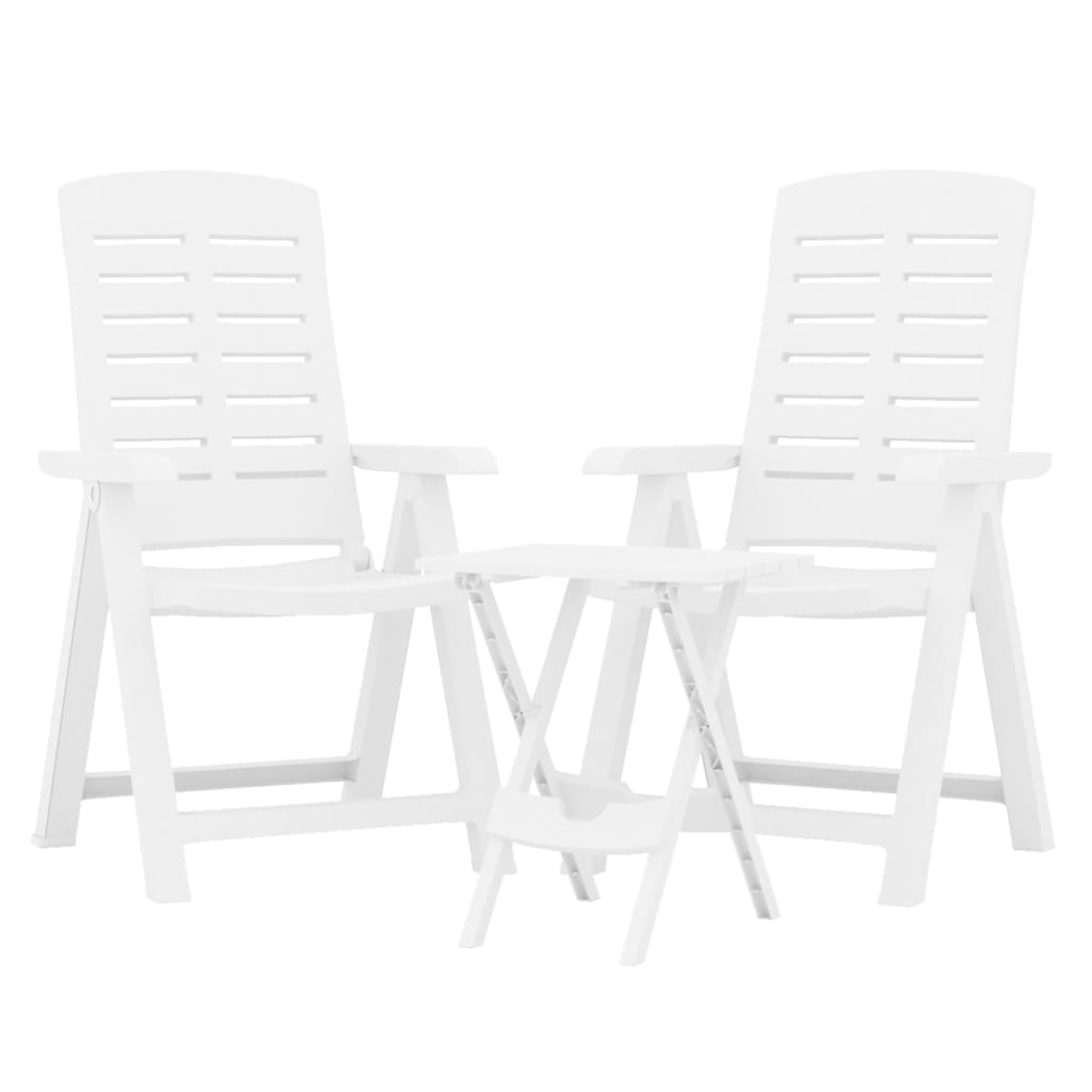 Set da Pranzo da Giardino 3 pz Bianco in Polipropilene