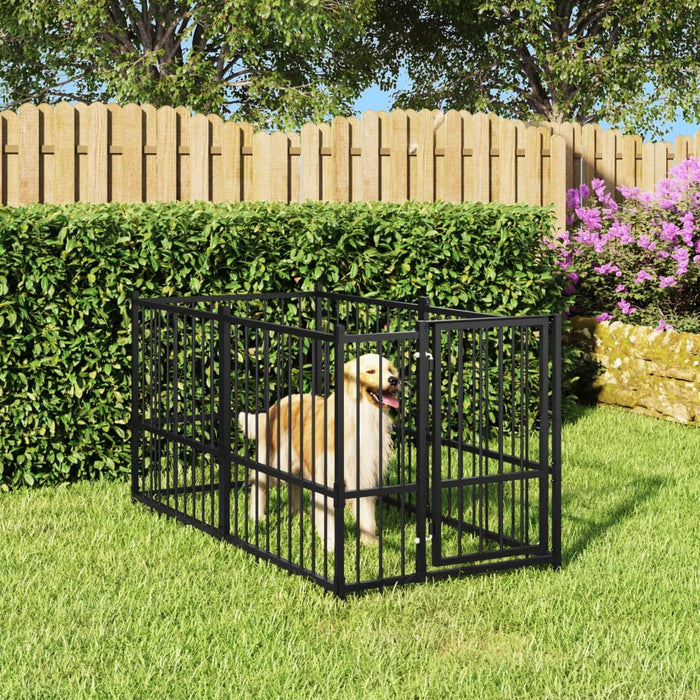 Gabbia per Cani Nera 193,5x97x100 cm in Acciaio 171627