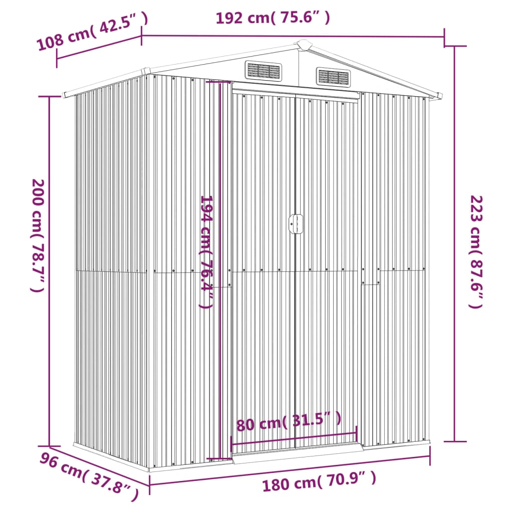 Capanno Giardino Marrone Chiaro 192x108x223 cm Acciaio Zincato cod mxl 50068