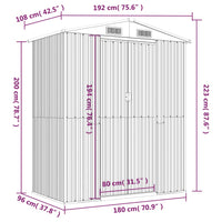 Capanno Giardino Marrone Chiaro 192x108x223 cm Acciaio Zincato 319275