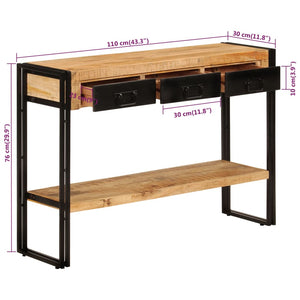 Tavolo Consolle 110x30x76 cm in Legno Massello di Mango cod mxl 11659