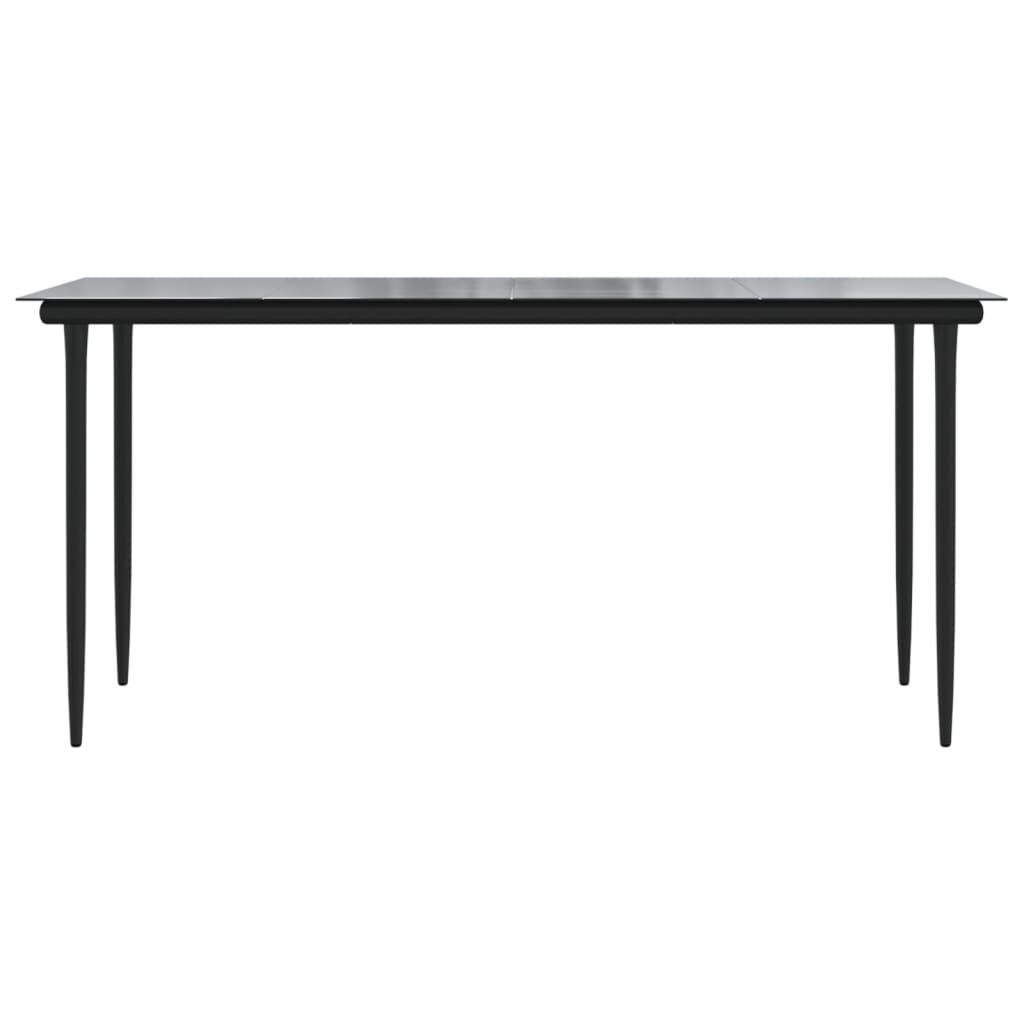 Tavolo Pranzo Giardino Nero 160x80x74 Acciaio e Vetro Temperato 319279