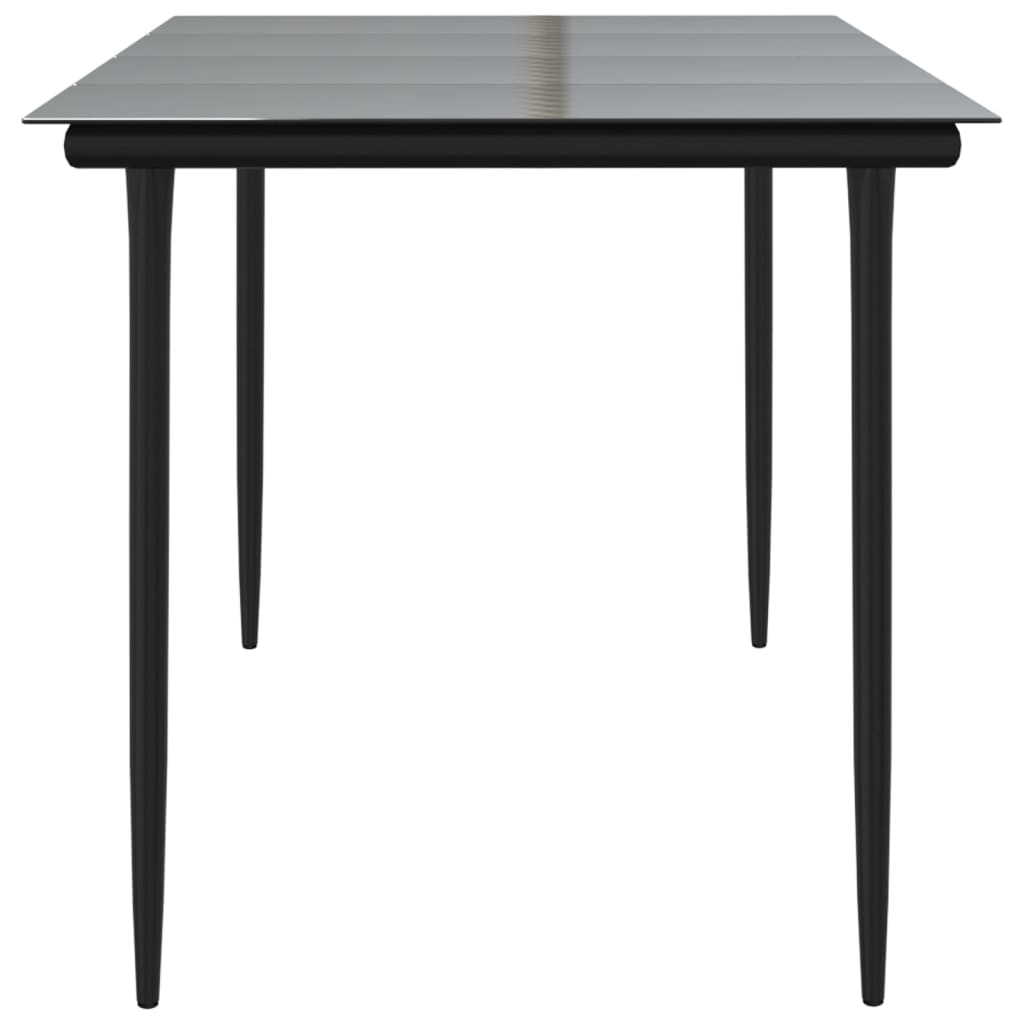 Tavolo Pranzo Giardino Nero 160x80x74 Acciaio e Vetro Temperato 319279