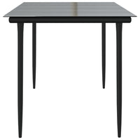 Tavolo Pranzo Giardino Nero 160x80x74 Acciaio e Vetro Temperato 319279