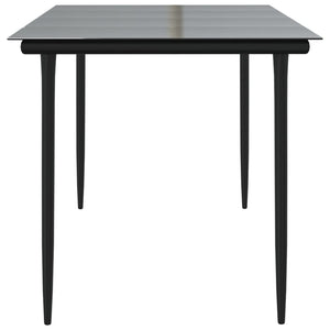 Tavolo Pranzo Giardino Nero 160x80x74 Acciaio e Vetro Temperato 319279