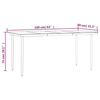 Tavolo Pranzo Giardino Nero 160x80x74 Acciaio e Vetro Temperato 319279